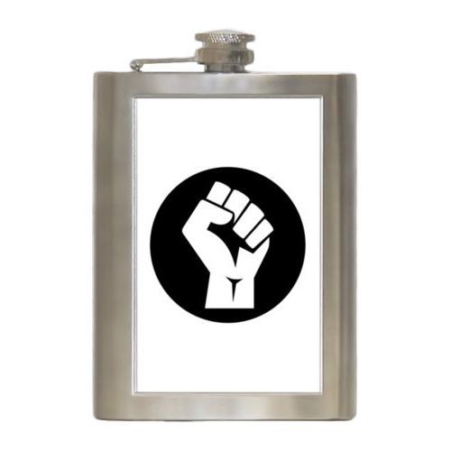 8oz steel flask personalized with Black Lives Matter fist logo design