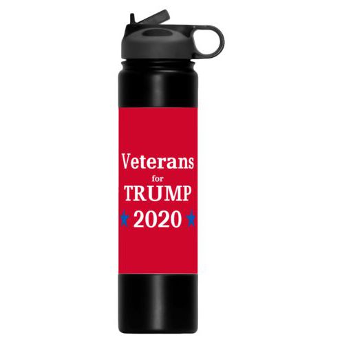 24oz insulated steel sports bottle personalized with "Veterans for Trump 2020" design