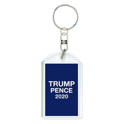 Personalized keychain personalized with "Trump Pence 2020" on blue design