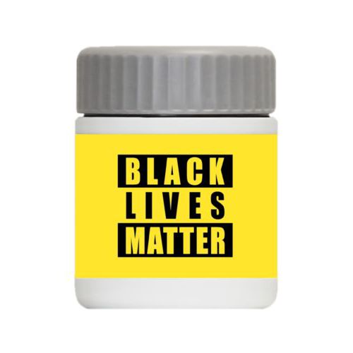 Personalized 12oz food jar personalized with "Black Lives Matter" black on yellow design