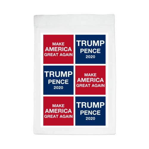 Personalized yard flag personalized with "Trump Pence 2020" and "Make America Great Again" tiled design