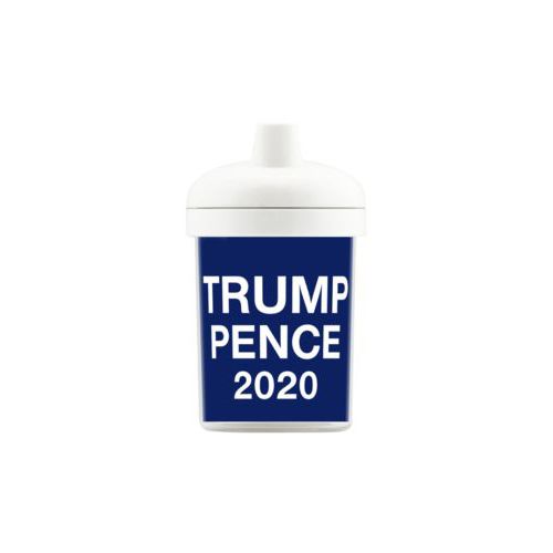 Personalized toddler cup personalized with "Trump Pence 2020" on blue design