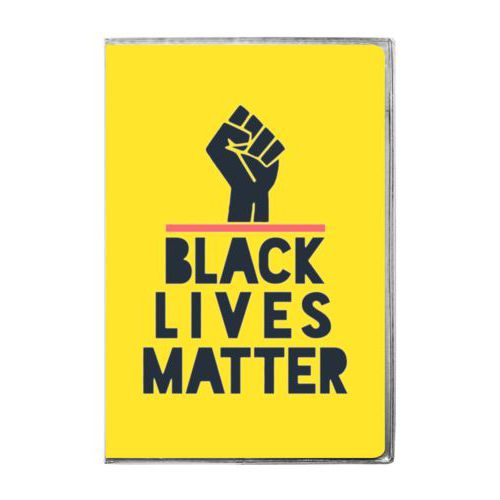6x9 journal personalized with "Black Lives Matter" and fist black on yellow design