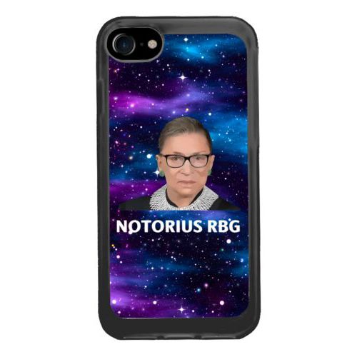 Personalized iphone 7 case personalized with galactic pattern and photo and the saying "NOTORIUS RBG"