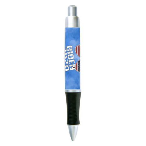 Personalized pen personalized with "Biden 2020" sunglasses on blue cloud design