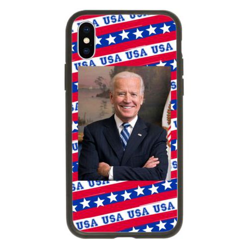Personalized phone case personalized with Biden photo on red white and blue design
