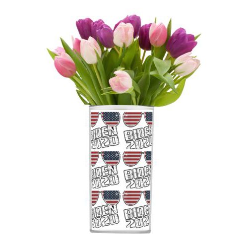Personalized vase personalized with "Biden 2020" sunglasses tile design
