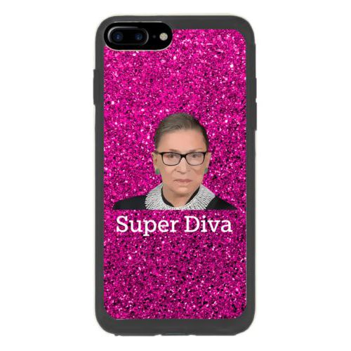 Personalized phone case personalized with Ruth Bader Ginsburg drawing and "Super Diva" design