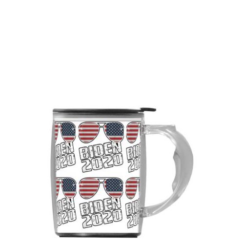 Personalized handle mug personalized with "Biden 2020" sunglasses tile design