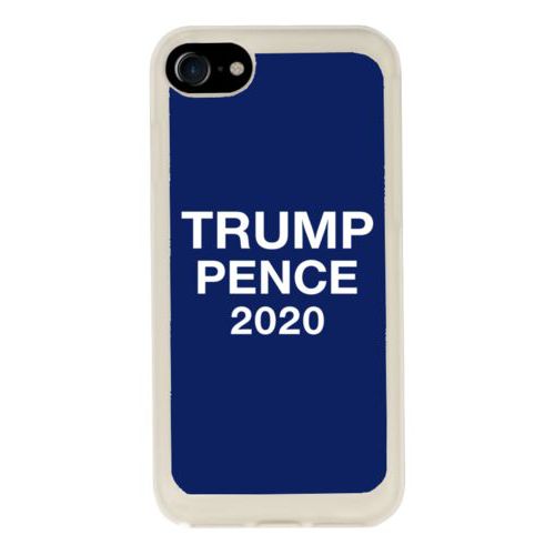 Custom protective phone case personalized with "Trump Pence 2020" on blue design