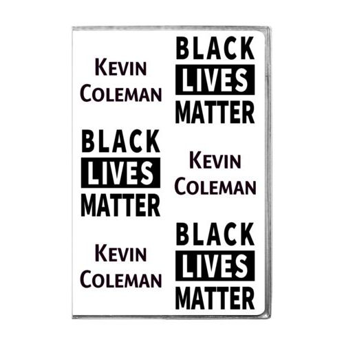 4x6 journal personalized with "Black Lives Matter" and a name black on white tiled design