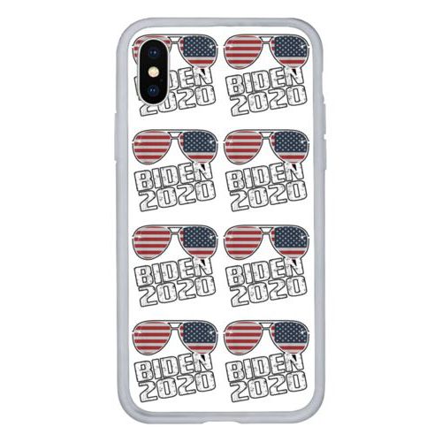 Custom protective phone case personalized with "Biden 2020" sunglasses tile design