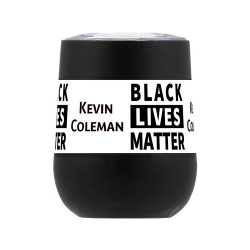 Personalized insulated steel 8oz cup personalized with "Black Lives Matter" and a name black on white tiled design