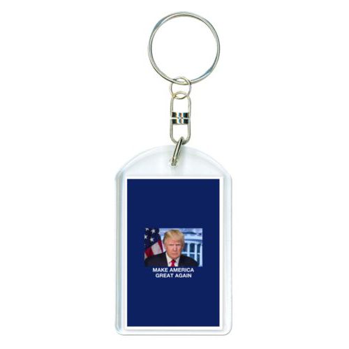 Custom keychain personalized with Trump photo with "Make America Great Again" design
