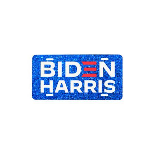 Personalized license plate personalized with "Biden Harris" logo on blue design