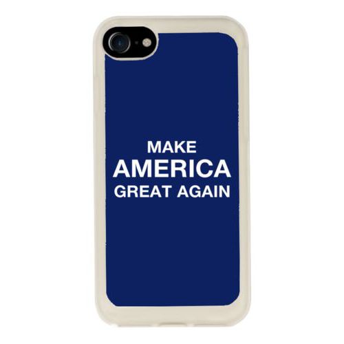 Personalized phone case personalized with "Make America Great Again" design on blue