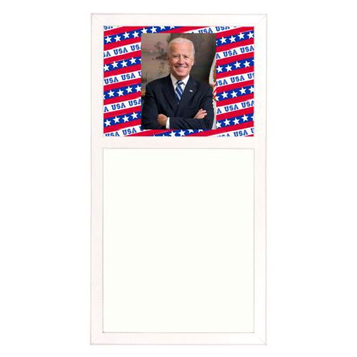 Personalized whiteboard personalized with Biden photo on red white and blue design