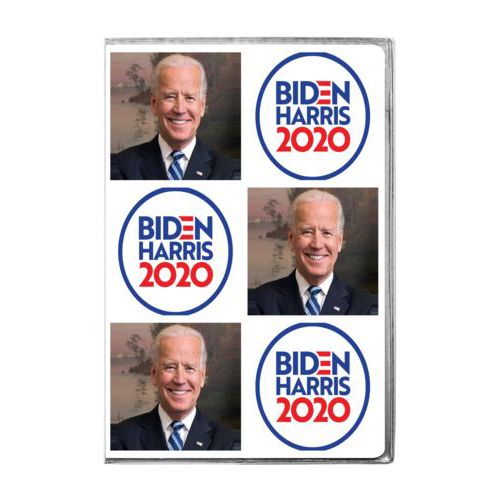 4x6 journal personalized with "Biden Harris 2020" round logo and Biden photo tile design