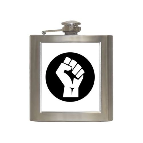 6oz steel flask personalized with Black Lives Matter fist logo design