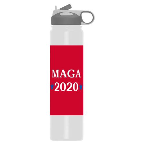 24oz insulated steel sports bottle personalized with "MAGA 2020" design