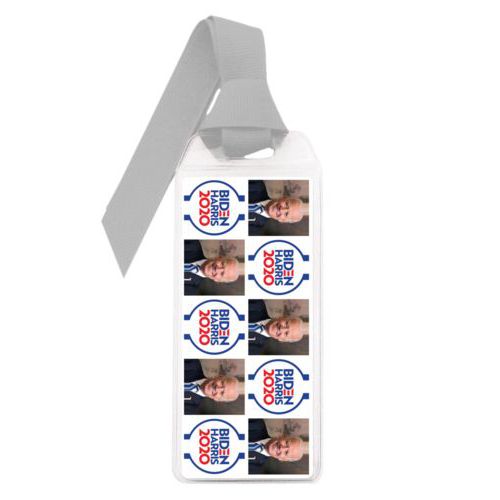 Personalized bookmark personalized with "Biden Harris 2020" round logo and Biden photo tile design