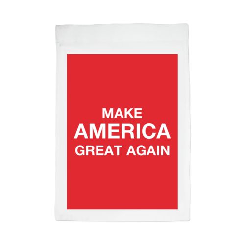 Custom yard flag personalized with "Make America Great Again" design on red