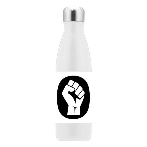 17oz insulated steel bottle personalized with Black Lives Matter fist logo design