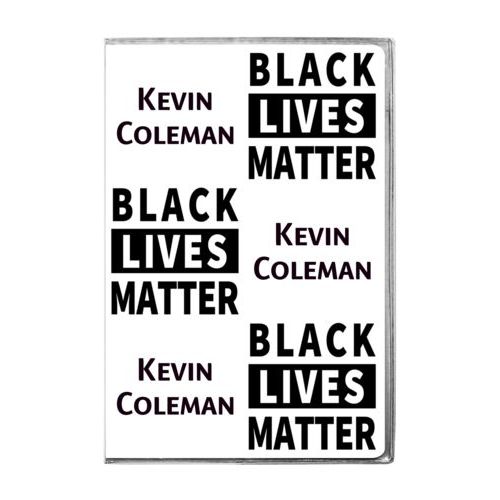6x9 journal personalized with "Black Lives Matter" and a name black on white tiled design