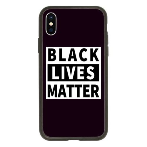 Personalized phone case personalized with "Black Lives Matter" white on black design