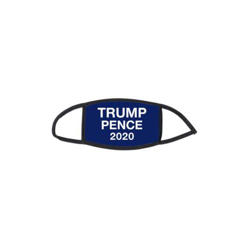 Custom facemask personalized with "Trump Pence 2020" on blue design