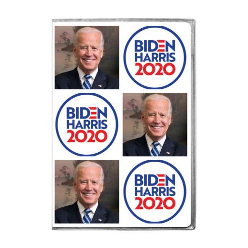 6x9 journal personalized with "Biden Harris 2020" round logo and Biden photo tile design