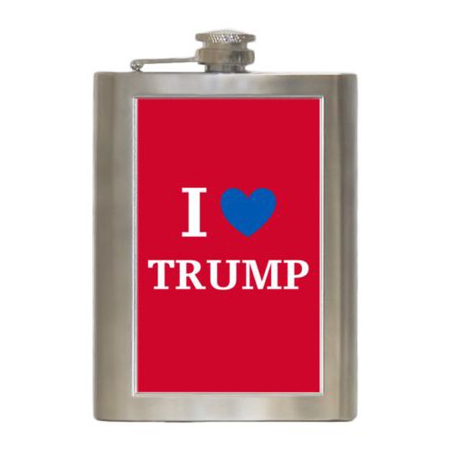 Durable steel flask personalized with "I Love TRUMP" design