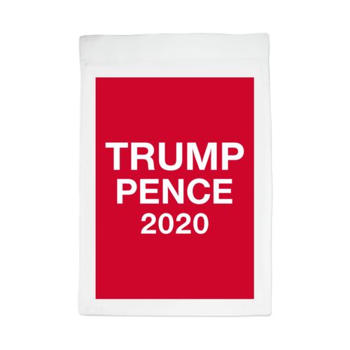 Custom yard flag personalized with "Trump Pence 2020" on red design
