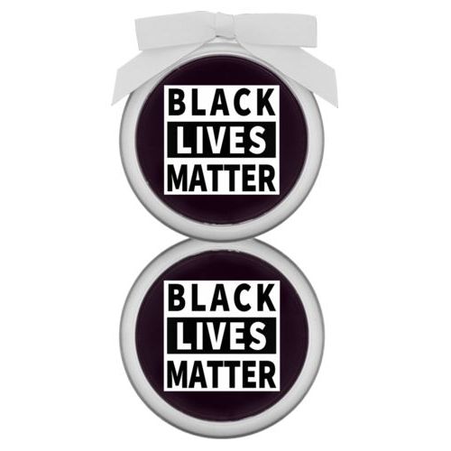 Personalized ornament personalized with "Black Lives Matter" white on black design