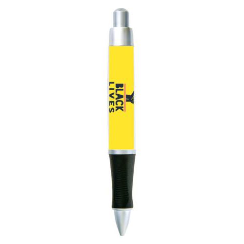 Personalized pen personalized with "Black Lives Matter" and fist black on yellow design