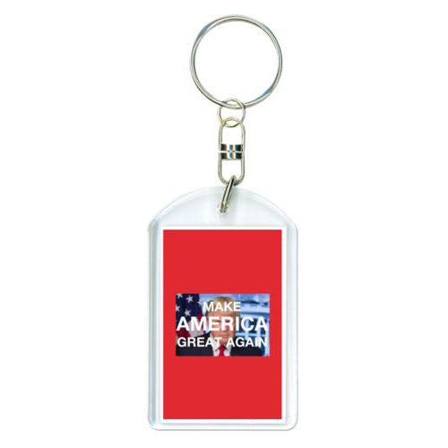Personalized keychain personalized with Trump photo and "Make America Great Again" design