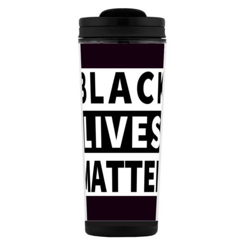 Tall mug personalized with "Black Lives Matter" white on black design