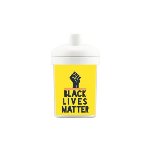 Personalized toddler cup personalized with "Black Lives Matter" and fist black on yellow design