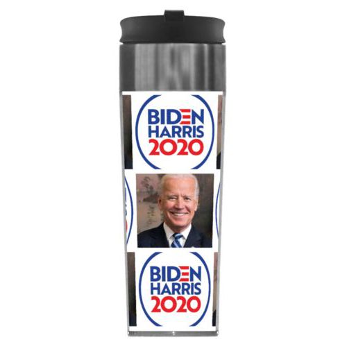 Mug personalized with "Biden Harris 2020" round logo and Biden photo tile design