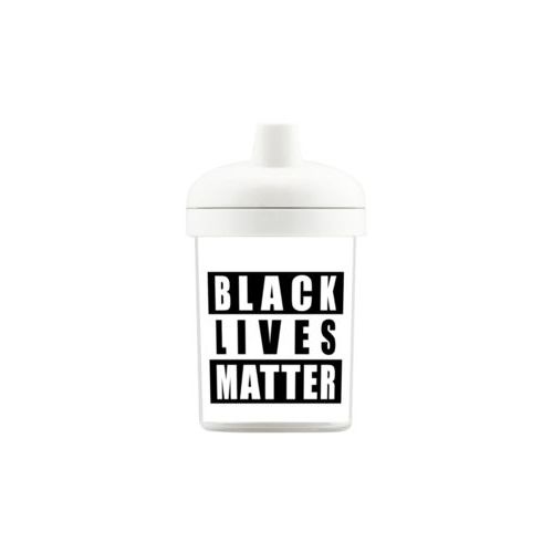 Personalized toddler cup personalized with "Black Lives Matter" black on white design