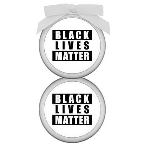Personalized ornament personalized with "Black Lives Matter" black on white design