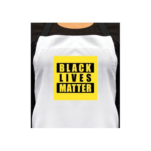 Personalized apron personalized with "Black Lives Matter" black on yellow design