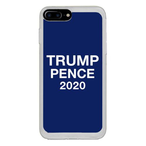 Personalized phone case personalized with "Trump Pence 2020" on blue design
