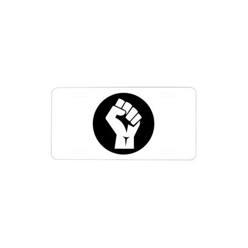 Personalized license plate personalized with Black Lives Matter fist logo design