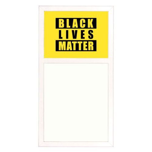 Personalized whiteboard personalized with "Black Lives Matter" black on yellow design