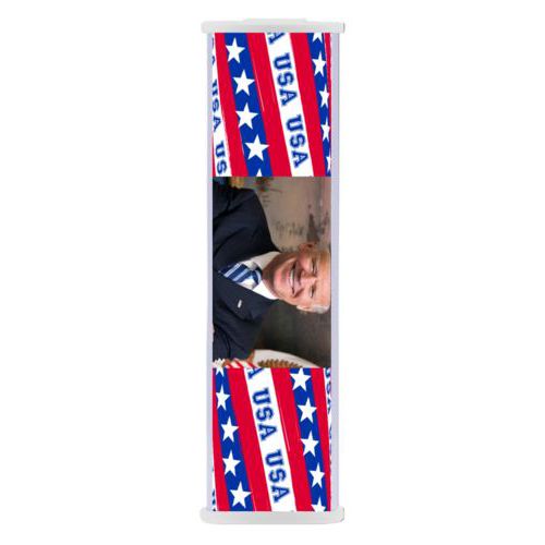Battery backup phone charger personalized with Biden photo on red white and blue design