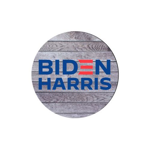 Set of 4 custom coasters personalized with "Biden Harris" logo on wood grain design