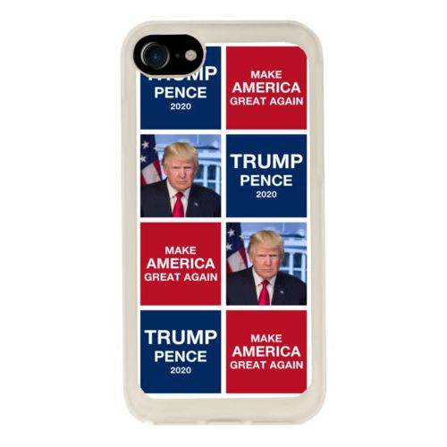 Custom protective phone case personalized with Trump photo with "Trump Pence 2020" and "Make America Great Again" tiled design