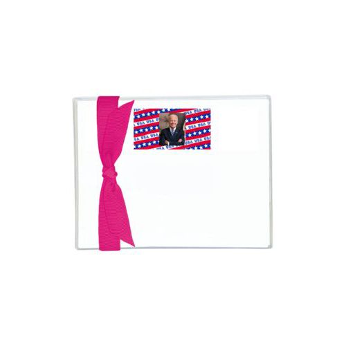 Flat cards personalized with Biden photo on red white and blue design