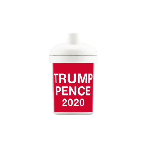 Personalized toddler cup personalized with "Trump Pence 2020" on red design